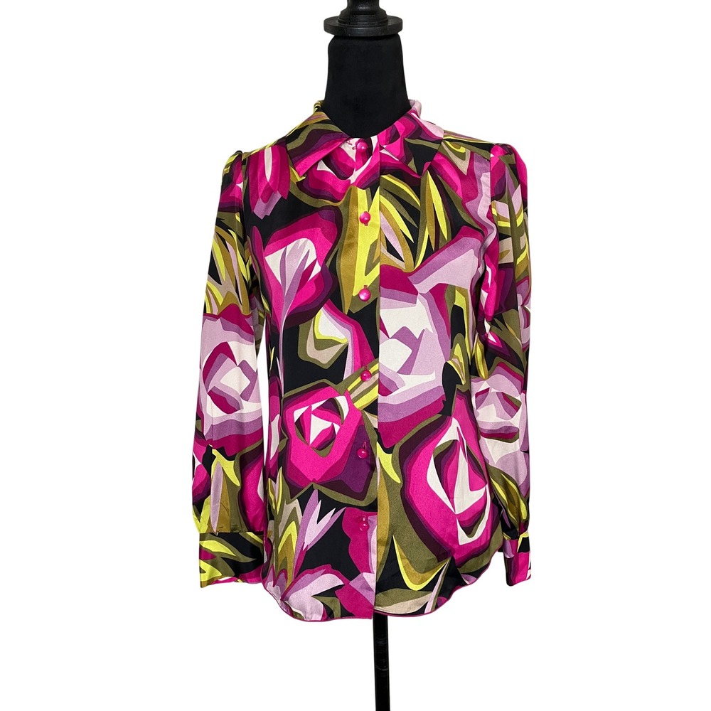Missoni For Target Geometric Long Sleeve Button Down Blouse Boho Career Xsmall - Picture 1 of 6